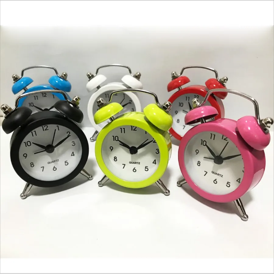 Mini Round Alarm Clock Desktop Table Bedside Kids Adults Travel Clock
