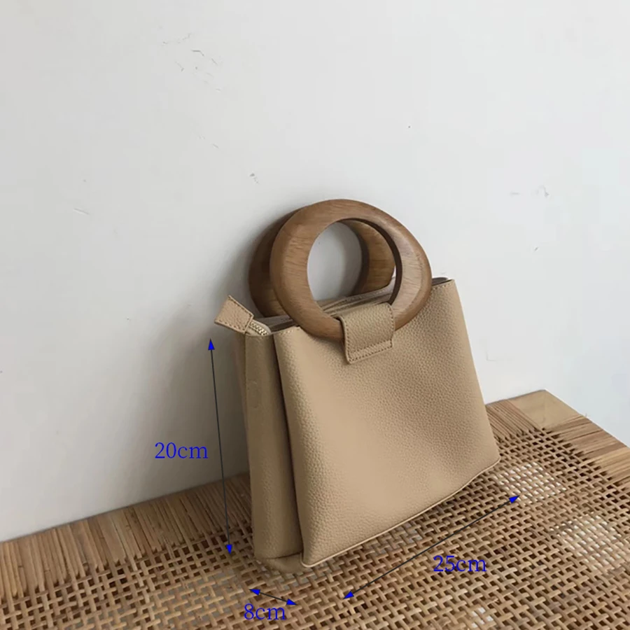 Стильная женская сумка с деревянной ручкой сверху, простая женская сумка из искусственной кожи, роскошные сумки, женские сумки, дизайнерские кошельки высокого качества