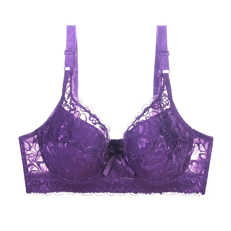 Yooy Push-Up Bra Кружева Bralette бюстгальтеры для Для женщин бюстгальтер плюс Размеры бесшовные бюстгальтер сексуальное нижнее белье Для женщин бренд бюстгальтер белье femme - Цвет: Purple