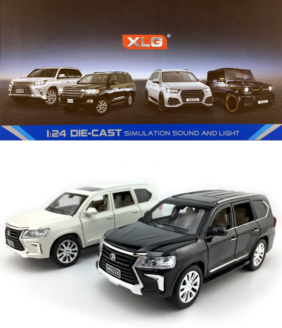 Литая модель автомобиля из 1:24 сплава для Lexus LX570, игрушечный автомобиль отличного качества для коллекции, вытяжной автомобиль со звуком и светильник