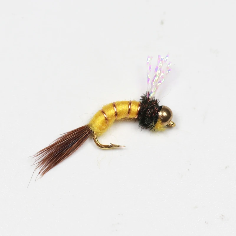 8PCS 14 Brass Beadhead Emerger Nymph flies Fly Fishing Baits Buzzers