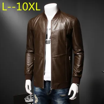 

Men genuine leather jacket sheepskin 2018 new spring and autumn handsome slim zipper male motorcycle leather jacket 10XL 8XL 6XL