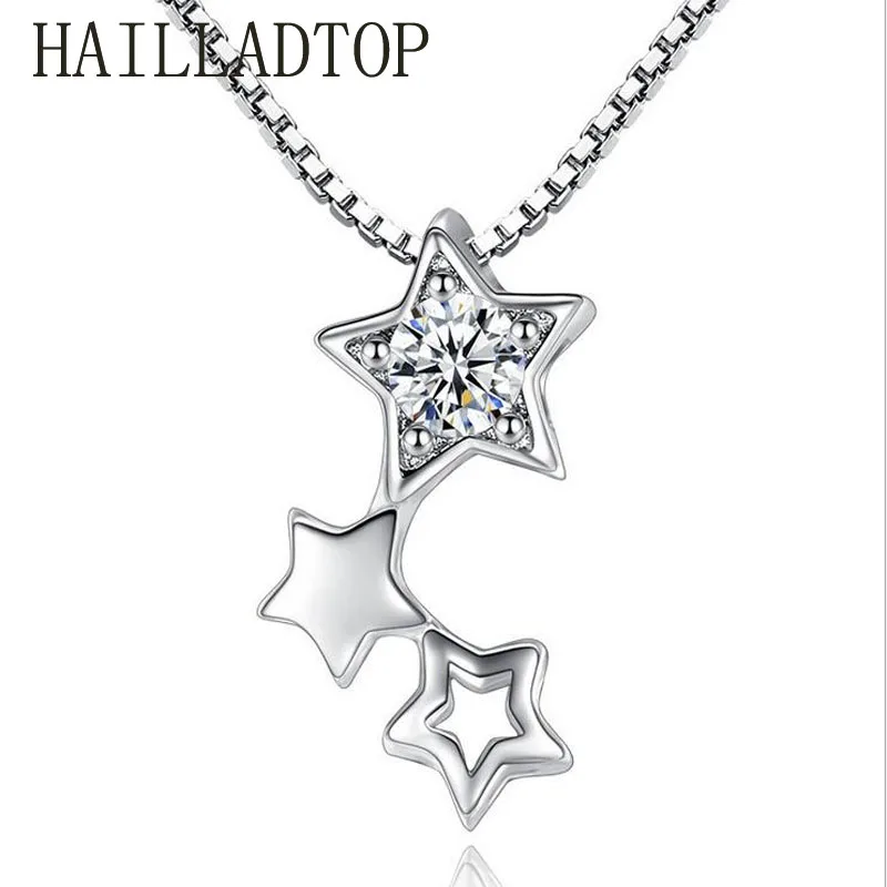 

Flashing Star Light Pendant Silver Chic Pendant Necklace Girls Wedding Accessories Lucky Star Shape Jewelry Austrian Crystal
