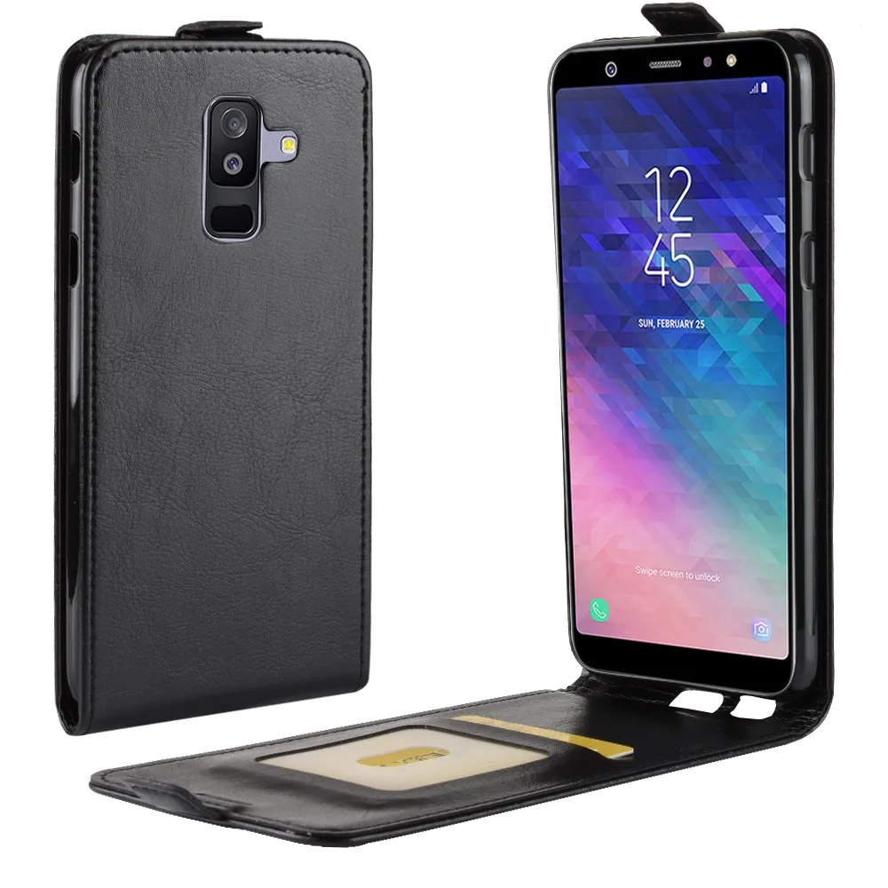 

Luxury Vertical PU Leather Flip Wallet Case Cover For Samsung Galaxy A6 Plus 2018 UP DOWN Cell Phone housing Bag Photo Frame