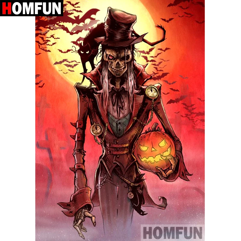 

HOMFUN 5D DIY Diamond Painting Full Square/Round Drill "Halloween skull" Embroidery Cross Stitch gift Home Decor Gift A07972