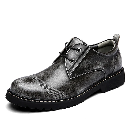 Yoylap/Новые мужские ботинки из натуральной кожи; Мужская демисезонная Рабочая обувь; ботильоны в западном стиле; модные ботинки в британском стиле - Цвет: Серый