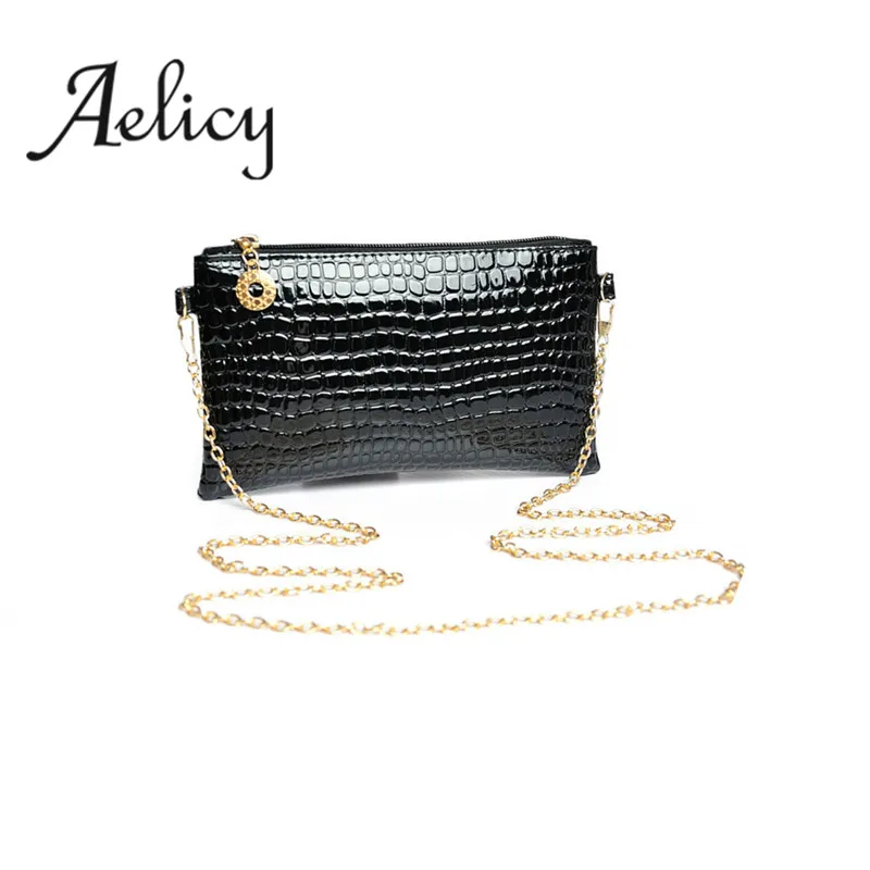 

Aelicy Women Crocodile PU Leather Messenger Crossbody Clutch Shoulder Handbag Metal straps high quality evening bag