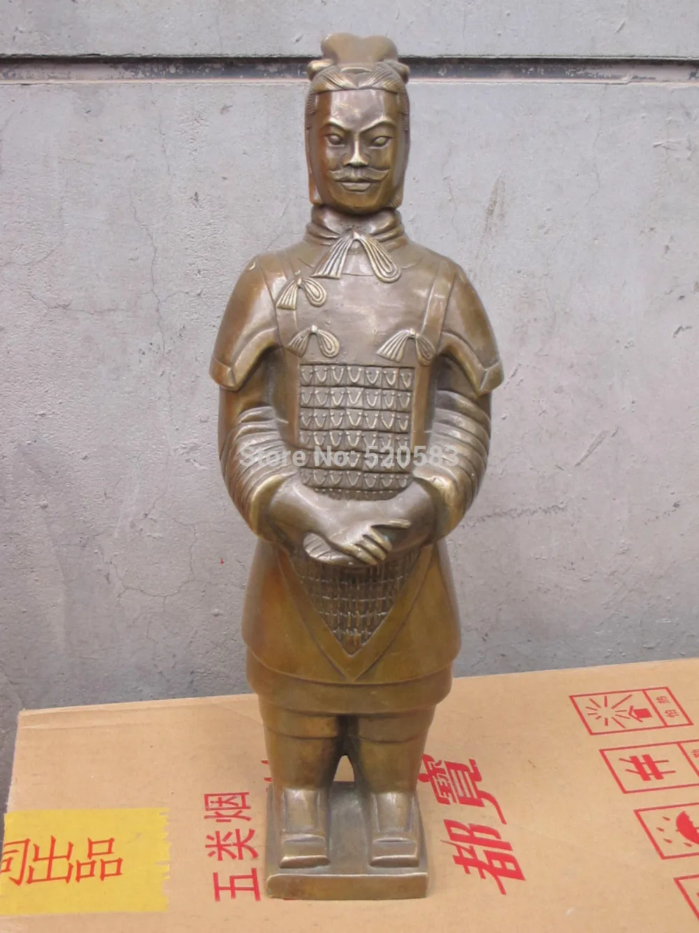 

14"China Chinese Bronze sculpture Terracotta Warrior STANDING Statue