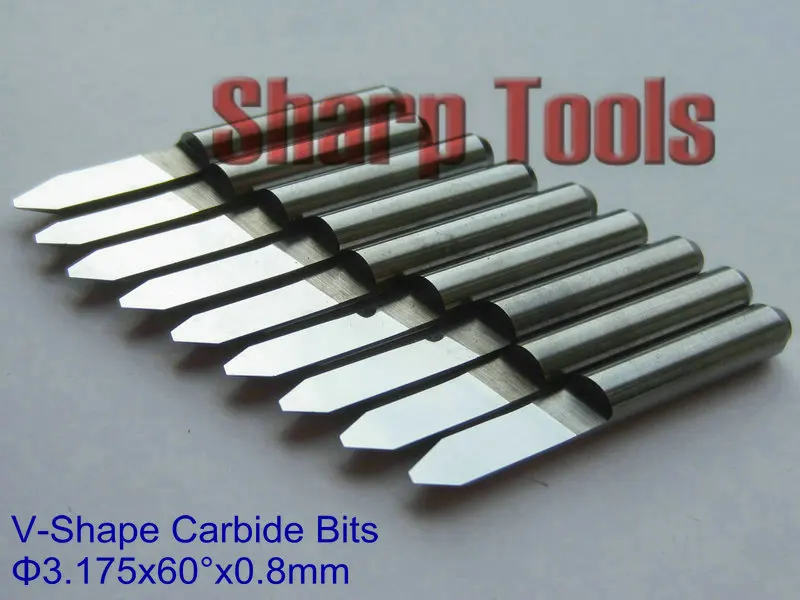

60 Degree 3.175 x 0.8MM V Shape CNC Carbide PCB Engraving Bits Tungsten Steel Bits Wood Carving Cutters for Router FREE Shipping