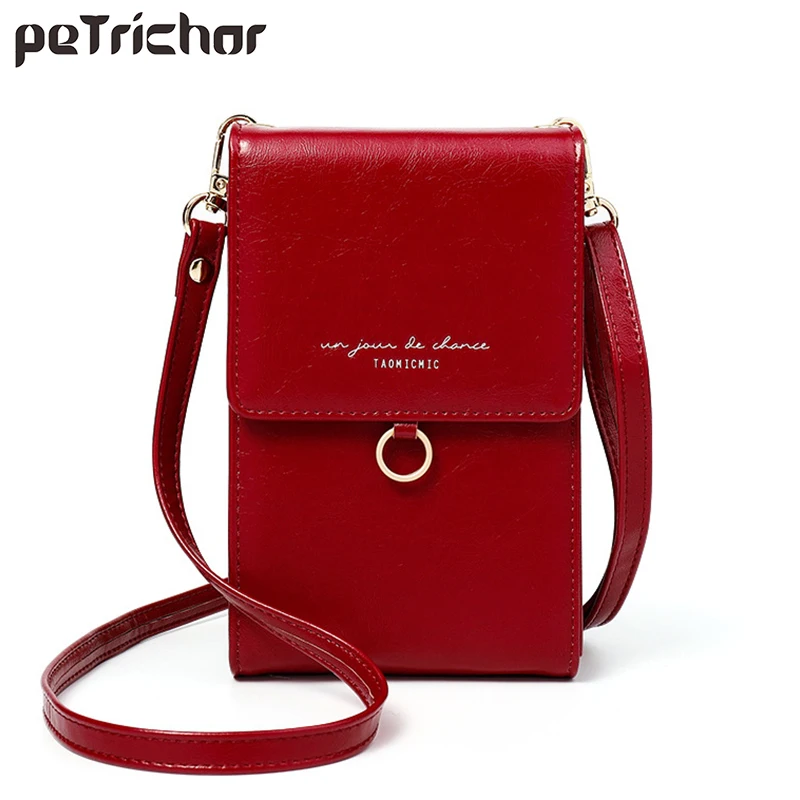 النساء الفاخرة الهاتف حقيبة ساعي جلدية البسيطة الصيف حقائب كتف السيدات محفظة للعملة Crossbody حقيبة الأزياء العلامة التجارية الإناث محافظ