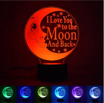 

I Love You Moon Romantic 3D Visual LED Night Lamp 7 Color Change Novelty LED Atmosphere Lamp Best Gift for Girl Kids Home lamp