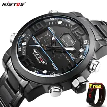Модные многофункциональные стальные мужские спортивные часы с хронографом, цифровые водонепроницаемые наручные часы, новинка 9338