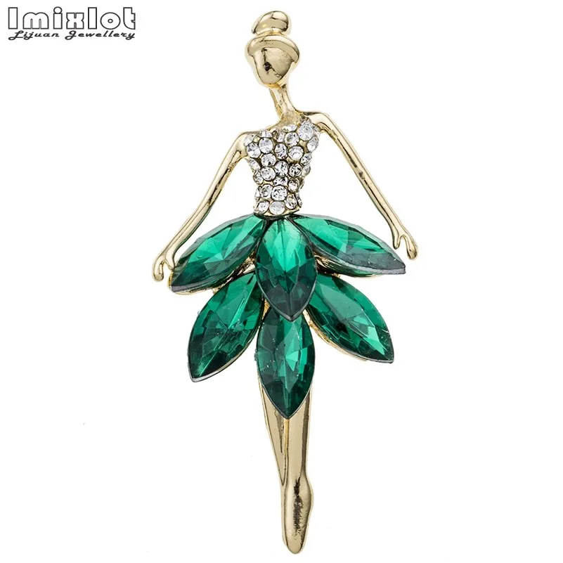 

Factory Direct Sale Ballet Dancing Girl Shinning Crystal Glass Brooches for Woman Clips Scarf Hats Shoulder Corsages Bouquet