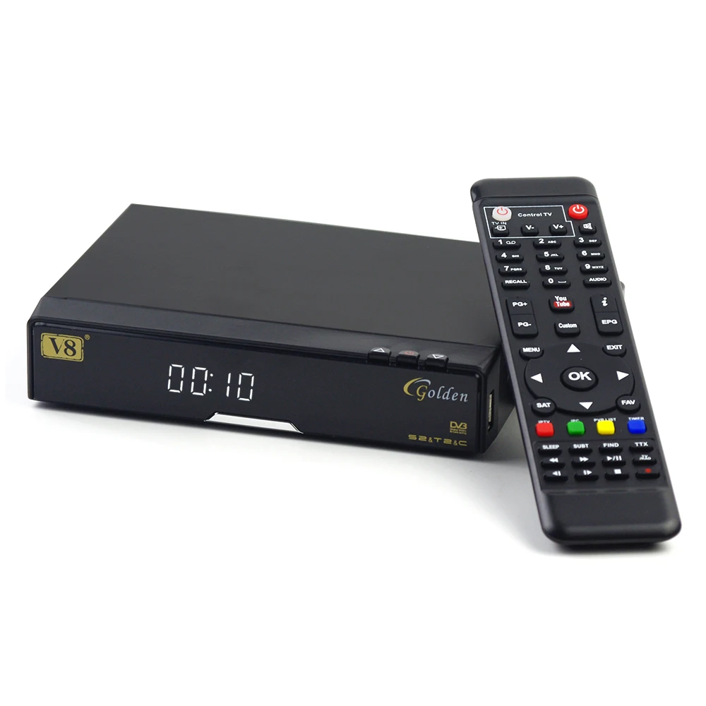 V8 Золотой спутниковый ресивер DVB-S2/DVB-T2 DVB-C Поддержка веб-ТВ IP ТВ Youtube Youporn хочеш powervu
