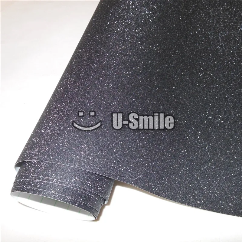 

High Quality Black Bling Sandy Diamond Vinyl Film Roll Wrap Air Free For Phone Laptop Computer Skin Cover Size:1.52*30M
