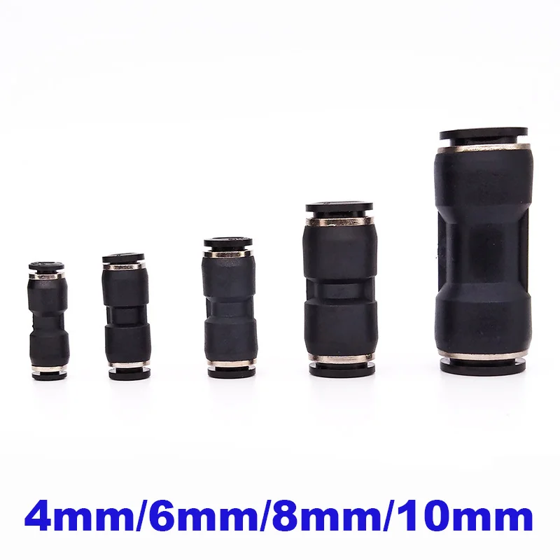 

10pcs a lot Straight one touch plastic connector 4mm 6mm 8mm 10mm pneumatic pipe quick fitting PU-4/6/8/10 air hose union joint