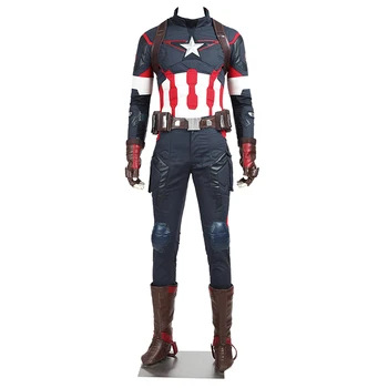 

In Stock The Avengers Age of Ultron Costume Captain America Steve Rogers Cosplay Uniform Adult Men Superhero Halloween Outfit