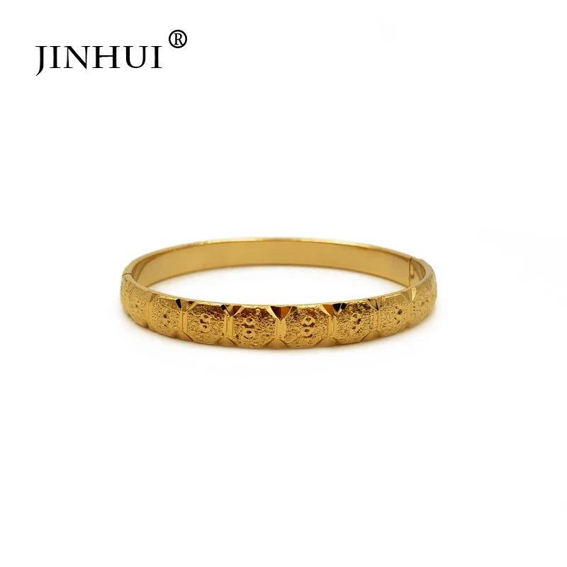 Jin Hui New Fashion lady Luxury Gold Color Jewelry Bangles Ethiopian African Women Dubai Bracelet Party wedding Gifts Can Open - Окраска металла: Only 1 pcs