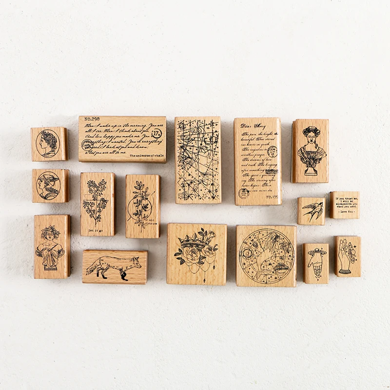 Infeel.me vintage plant statue wood stamp Decorative DIY stationery scrapbooking Retail