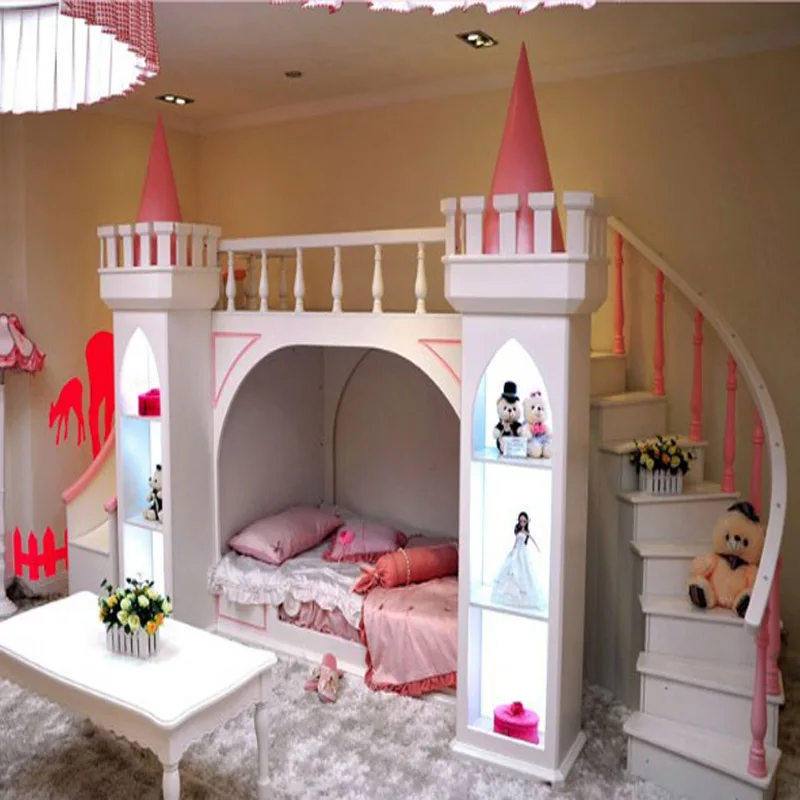 Nouveau Europeenne Solide De Bois Enfants Pur Pin Lit Chateau Princesse Chateau Lits Chambre Echelle Lit Hk023 Aliexpress