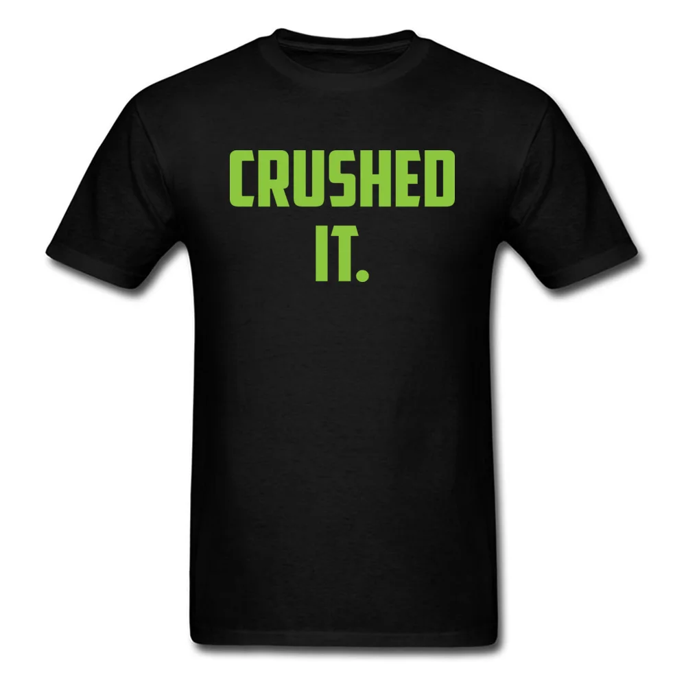 Crushed It Summer T-Shirt for Men Pure Cotton Labor Day Tops Tees Print Tee Shirt Short Sleeve Retro Round Neck Crushed It black