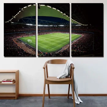 

3 Pieces Stadium Soccer Game Wall Art Canvas Pictures For Living Room Bedroom Home Decor Printed Canvas Paintings