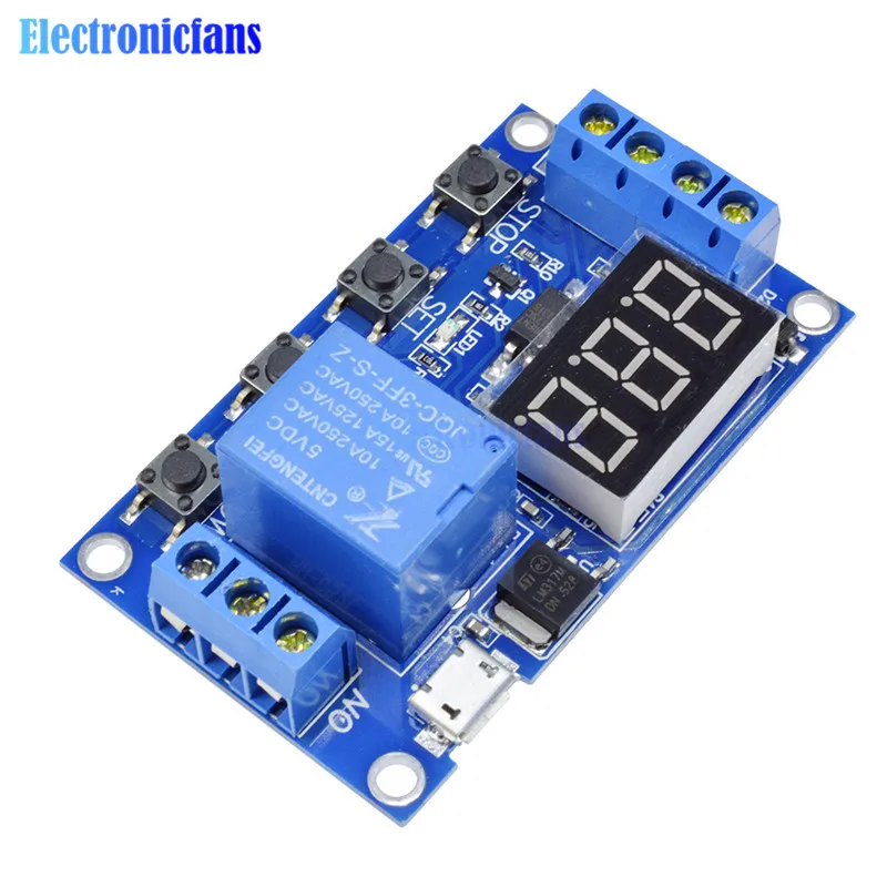 

WS16 DC 6-30V Support Micro USB 5V LED Display Automation Cycle Delay Timer Control Off Switch Delay Time Relay 6V 9V 12V 24V