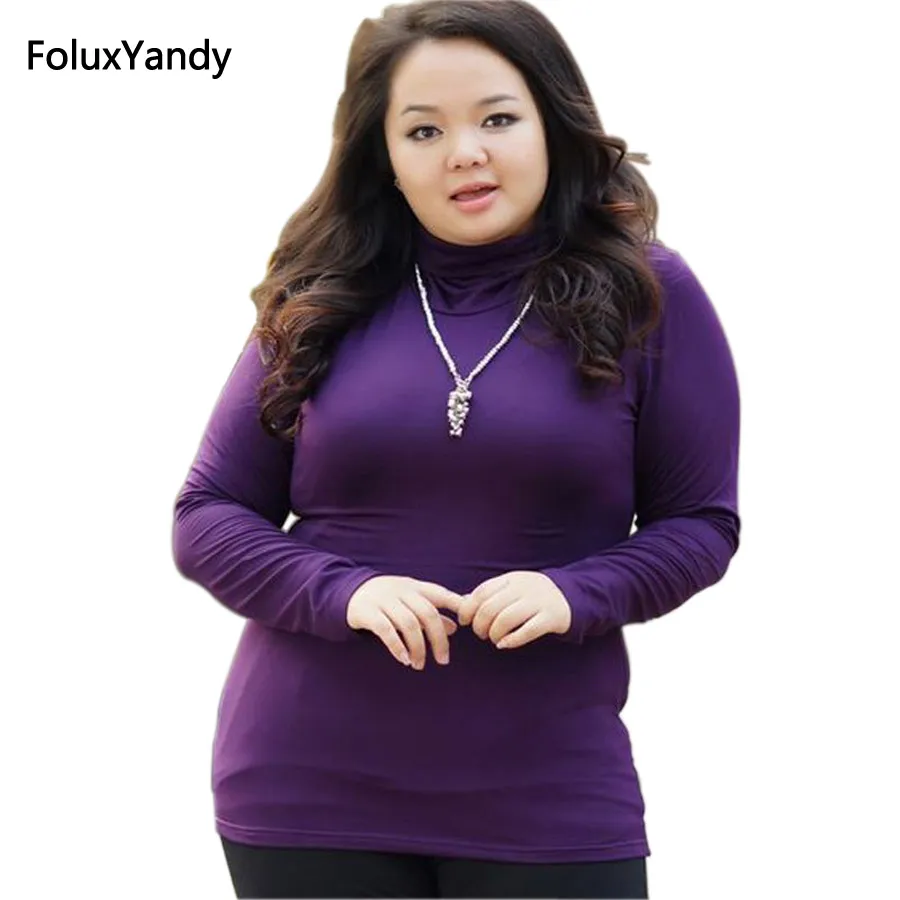 

Spring Autumn Style Turtleneck Tops Tees Women Plus size 3 4 5 XL Brand New Casual Long Sleeve T-shirts FH261