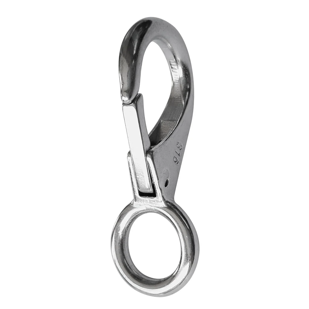 MagiDeal Boat Snap Spring Hook Marine Boat Fast Eye Spring Snap Hook 316 Stainless Steel Hook Carabiner - Silver 