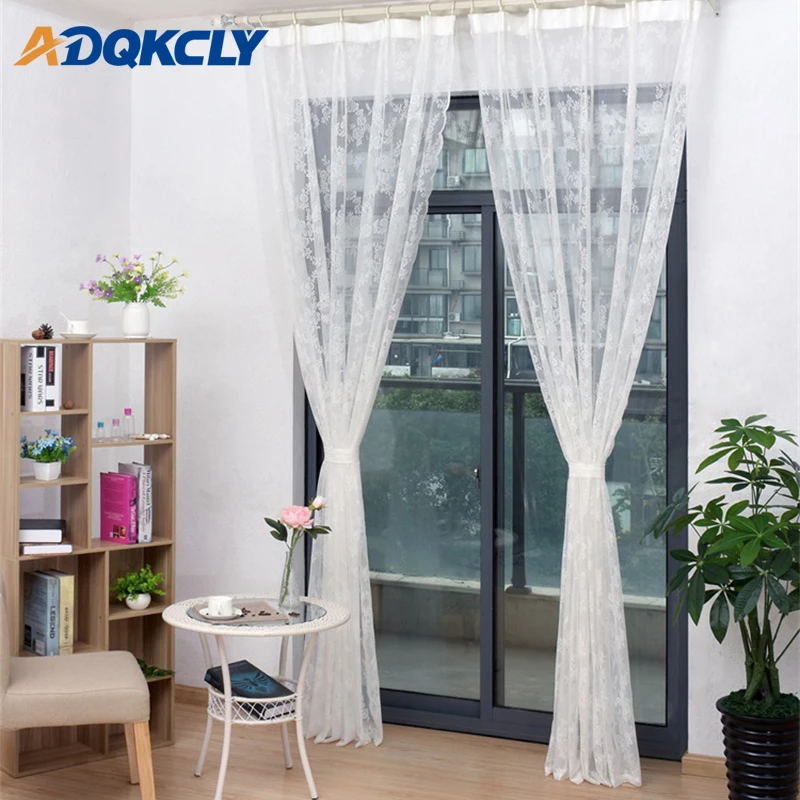 

White Jacquard Window Tulle Curtain Lace Fabric Decoration Living Room Bay Window Panel Sheer Translucius Home Textile Supplies