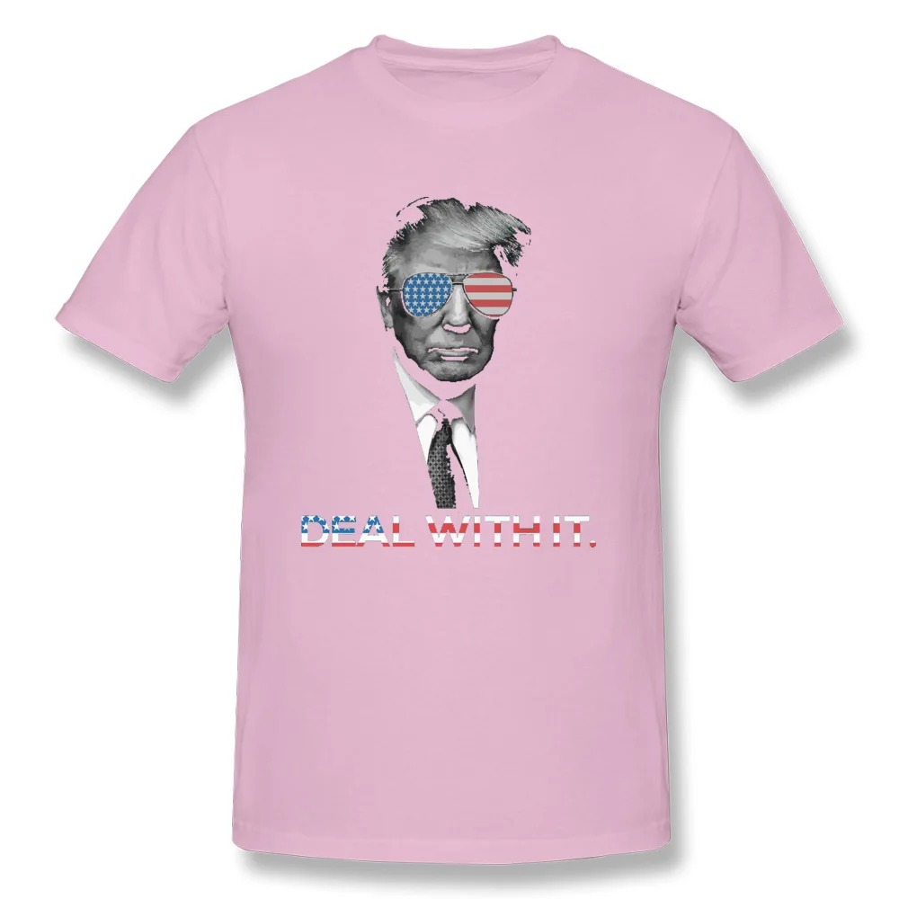 Trump-Deal-with-it T-shirts Oversized Short Sleeve Geek 100% Cotton Crew Neck Man Tops & Tees Printed Sweatshirts Summer/Autumn Trump-Deal-with-it pink