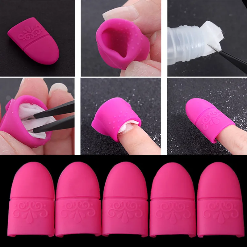 

5 Pcs Nail Art Soak Off Cap Clip Elastic Silicone Tips UV Gel Polish Remover Wrap Reuseable Manicure Nails Cleaning Tool 998