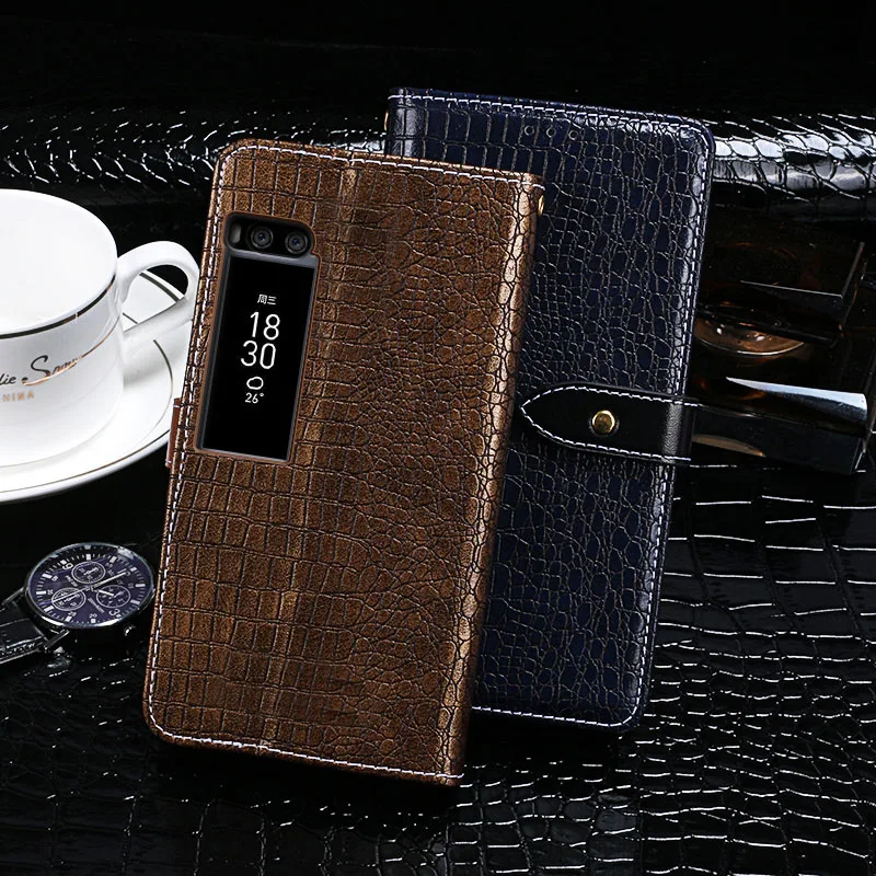 Чехол IDEWEI для Meizu Pro 7 Plus, Роскошный кожаный флип-чехол для Meizu Pro 7 Plus, защитный чехол для телефона с крокодиловой текстурой