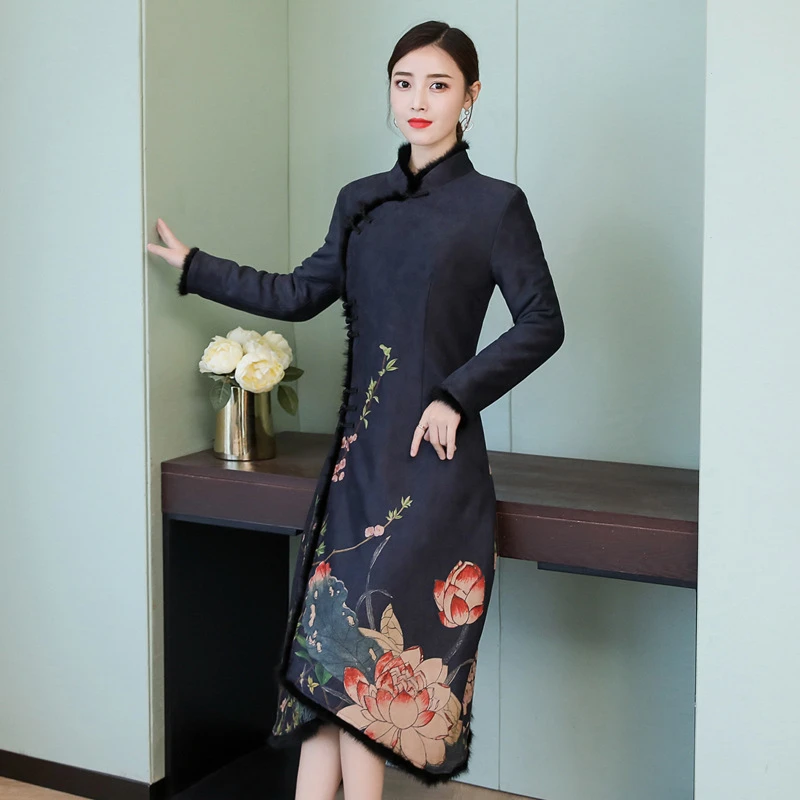 Qipao традиционное китайское восточное платье женское cheongsam сексуальное