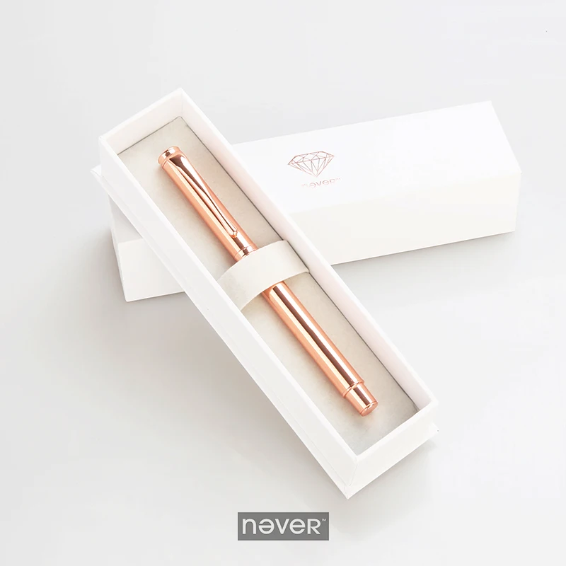 Never Rose Gold Edition Gel Ink Pen Matel Black Ink Pen 0.5mm High Quality Business Gift Package Office Accessories Stationery