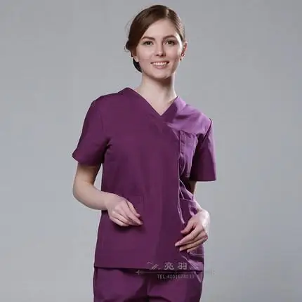 Новая мода медицинский костюм для лаборатории пальто для женщин БОЛЬНИЦА скраб униформы дизайн в обтяжку дышащая медицинская форма - Цвет: dark purple women