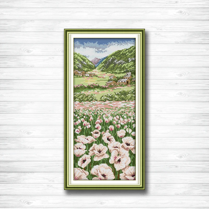 

Flowers garden Poppy fields dmc 14CT 11CT counted cross stitch Needlework Set Embroidery kits chinese cross stitch Home decor