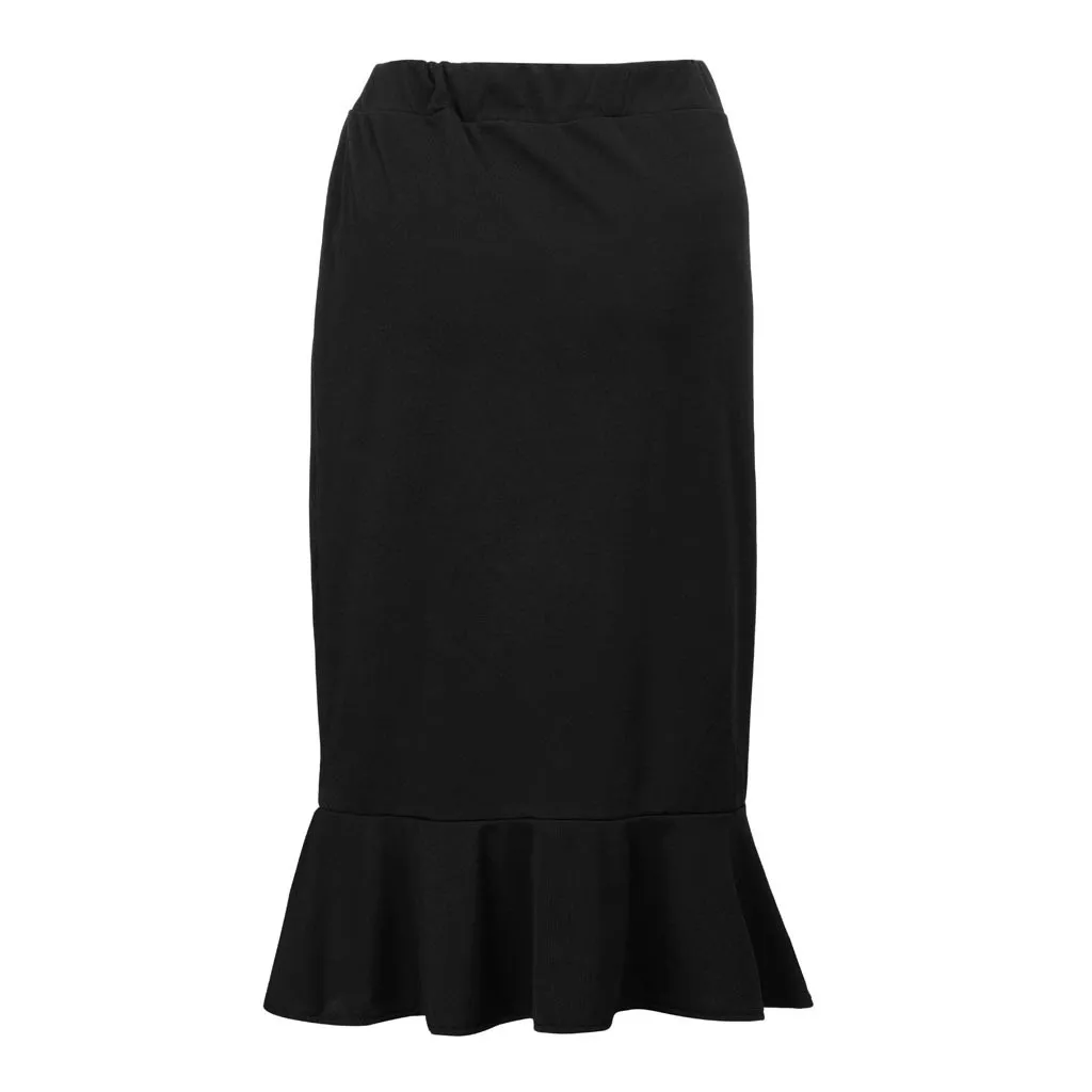 Короткие юбки, женская мода, женская Повседневная Эластичная Талия размера плюс, одноцветная юбка с оборками, Falda Rock Jupe Etekler 5,7