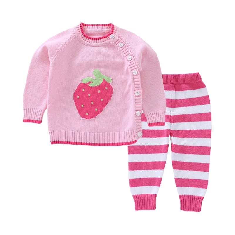 

Mioigee Baby Girls Sets 2019 Spring Wool Knit Cartoon Pattern Boy Set Sweater +Pants 2 Pcs Toddler Girls Infant Children Clothes
