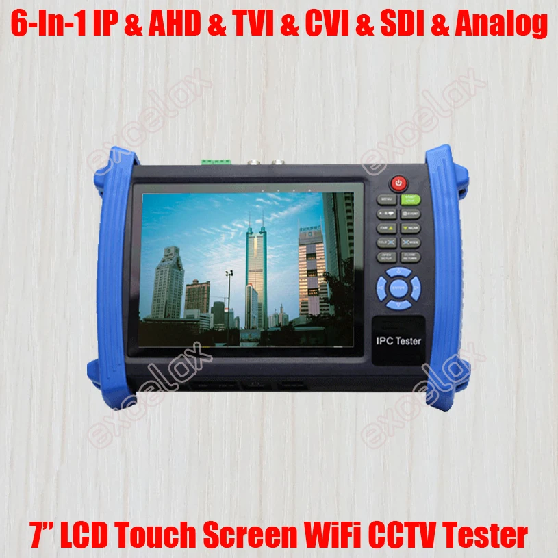 

6-In-1 IP AHD TVI CVI SDI CVBS Analog Camera CCTV Tester 7" LCD Touch Screen WiFi Wireless ONVIF PoE TDR Optic Power Multimeter