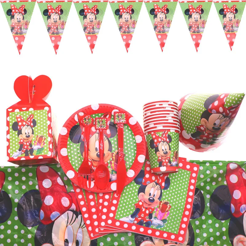 

Minnie Mouse Party Decoration For Girl baby shower Birthday Party Decorations Kids Gift Disposable Tableware Sets Party Supplies