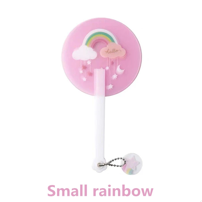 Лидер продаж, летний складной ручной вентилятор, креативный милый мультяшный ПП студенческий Ручной Веер в виде цветка китайский веер - Цвет: Small rainbow