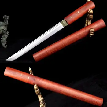 

Redwood Saya Japanese Wakizashi Straight Dao Sword Samurai Katana Full Tang 1090Carbon Steel Sharp Handmade Asia Knife