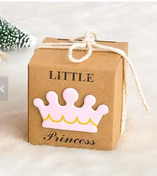 

100pcs Princess Baby Shower Favor Boxes,Rustic Kraft Paper Box,,Birthday Bomboniere Favor Boxes,Christening