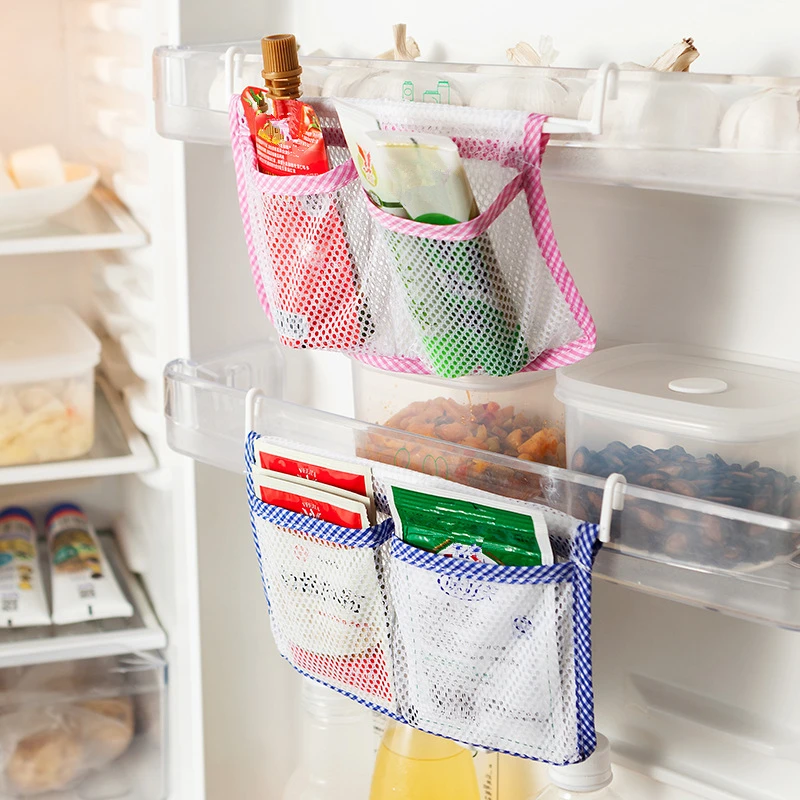 

1Pcs Refrigerator Storage Bags Can Be Hanging Small Objects Grocery Category Mesh Bag Household Kitchen Pouch Tidy Seasoning
