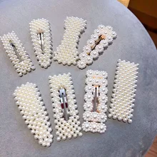 Случайный 1 шт Полный жемчужные заколки для волос для женщин Мода Милая имитация корейский стиль шпильки сплава BB Hairgrip девушка аксессуары для волос