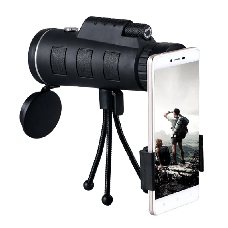 Горячая 40X60 HD зум-объектив монокулярный телескоп + штатив + зажим для iPhone samsung Xiaomi huawei Кемпинг путешествия водонепроницаемый телефон объекти...