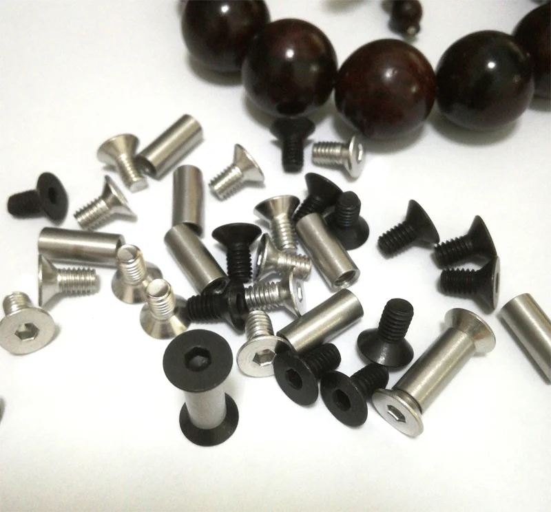 22.0mm* 5mm (Nut rod 17mm x 5mm) Stainless steel Knife Handle Flat head hex Chicago black Screws Suitable for 5mm hole