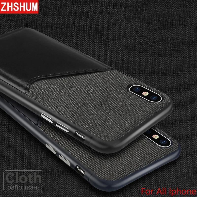 Luxury Cloth Case for Iphone XS MAX XR Leather PU Card Pocket Silicone Bumper 360 Full Back Cover Apple X S R |