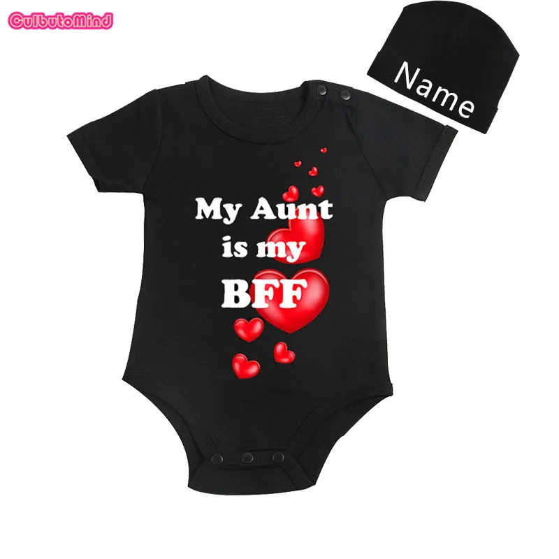 

Culbutomind Cute Baby Clothes My Aunt Is My BFF Personalized Short Sleeve For Infants Baby Shower Gift with Custom Cap
